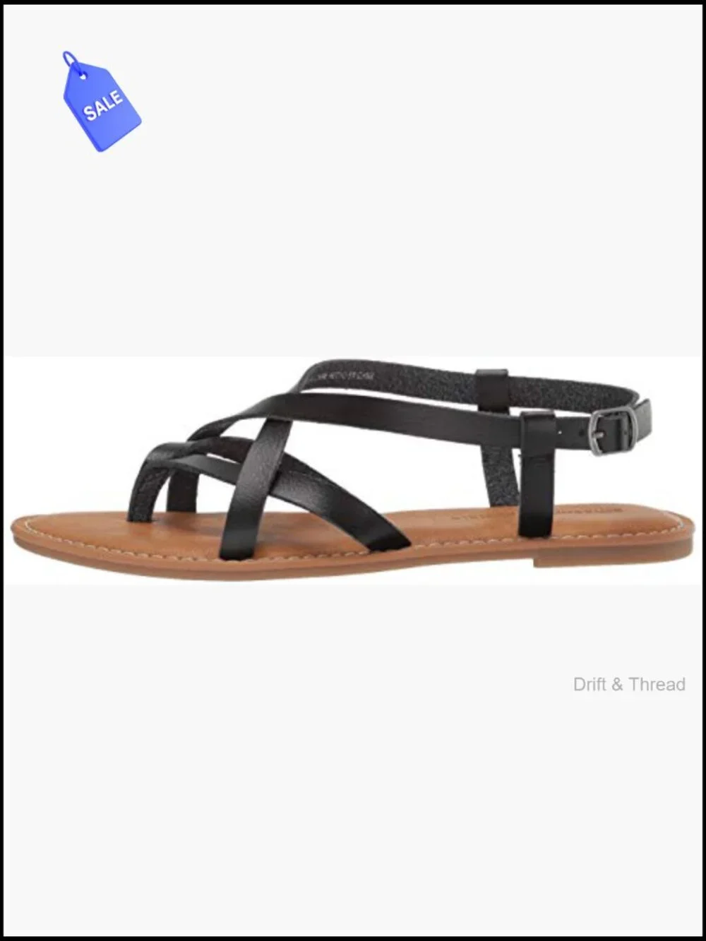 Women's Casual Strappy Thong Sandals Faux Leather Adjustable Ankle Strap Padded